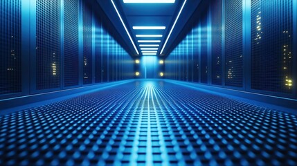 Futuristic server room interior