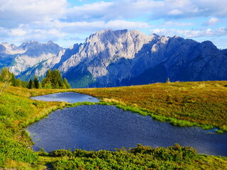 View on Lienzer Dolomiten mountains in the Osttirol region on a summer late afternoon