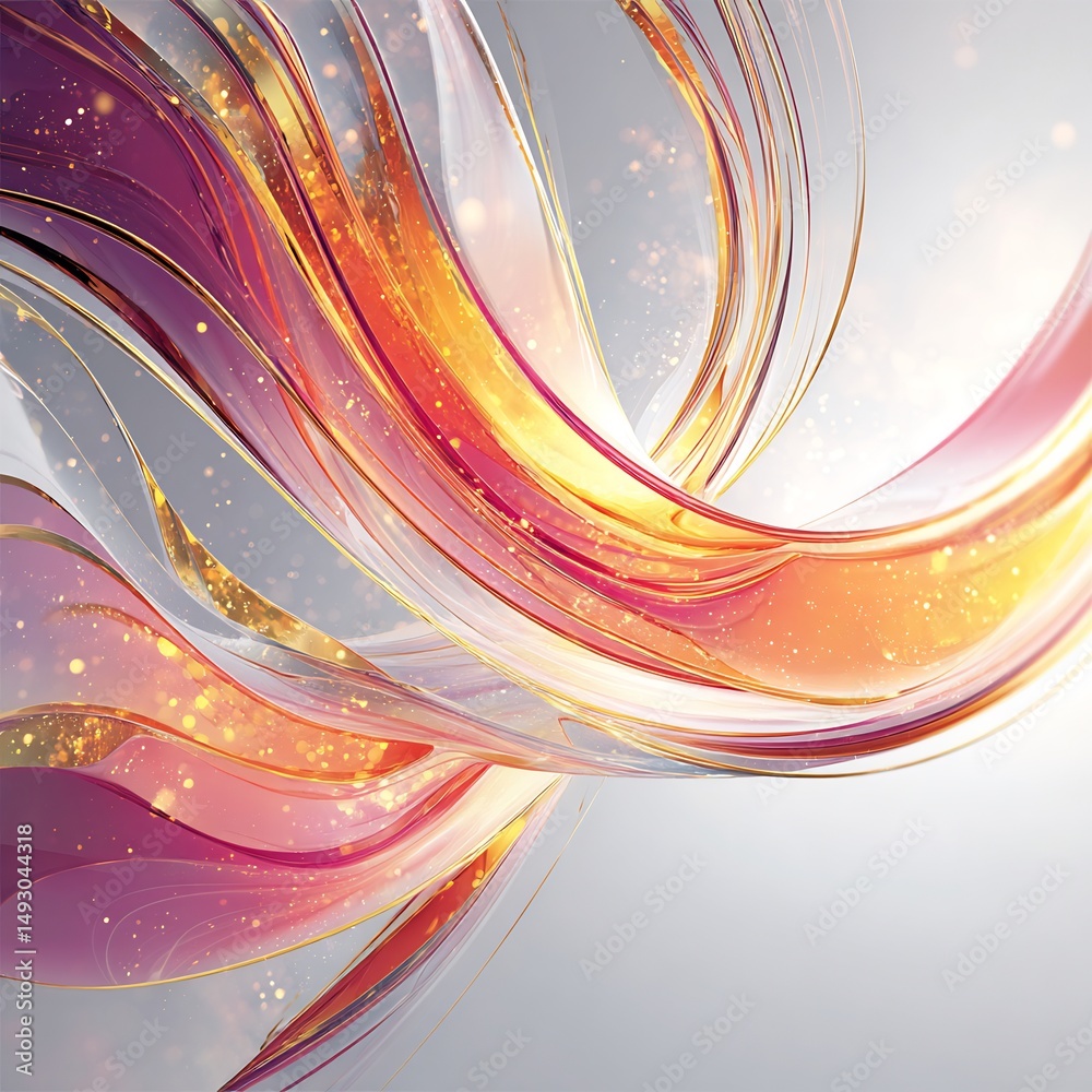 Poster abstract flowing waves of color and light, ethereal patterns creating movement and depth