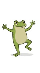 Fototapeta premium Happy green frog dancing joyfully