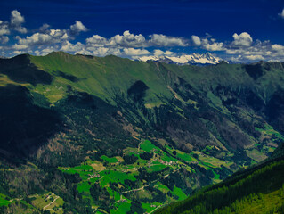View on mountains above Defereggental valley on a summer day