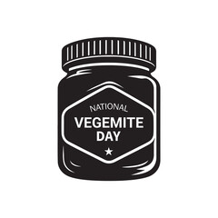 National Vegemite Day Silhouette Vector Illustration, Solid White Background.