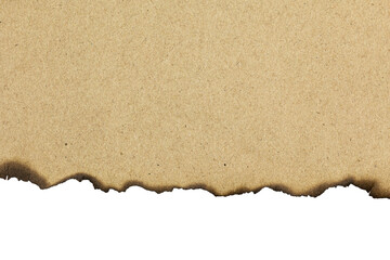 Brown paper with burnt edges isolated on white background with clipping path.
