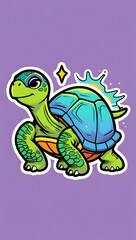 Fototapeta premium A creepy turtle with eyes that glow with mystical energy. Designed in cartoon sticker style.