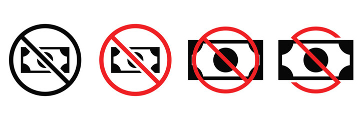 No Money Vector Icons &ndash; Financial Loss, Empty Wallet, and Budget Crisis Symbols