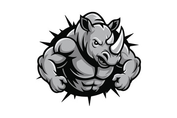 muscular rhino silhouette  Vector