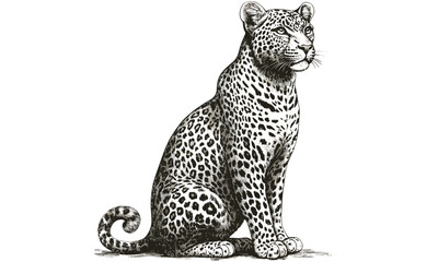 Vintage Leopard Art, Hand-drawn Illustration, Rustic Drawing, Old Engraving Style, Black Sketch Effect, Safari Animal Print, Antique Engraving, Wall Decor, exotic animal, nature art