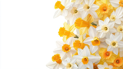 Fototapeta premium Beautiful watercolor botanical illustration of daffodils in vibrant yellow and white hues, evoking sense of spring