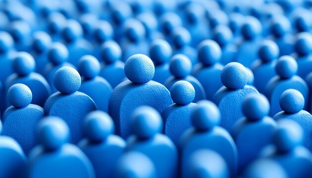 Dense crowd of tiny blue figures