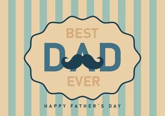 father`s day card in retro style, vector illustration in blue and beige design, template for greeting card,poster,invitation,print,banner