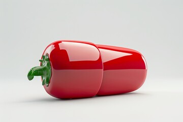 Bright Red Pepper on a Minimalist Background with Glossy Finish
