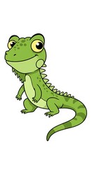 Fototapeta premium Jolly green lizard cartoon with friendly smile
