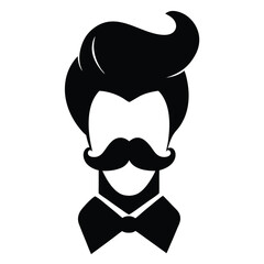 Retro Gentleman Classic Hairstyle, Mustache, Bow Tie Icon