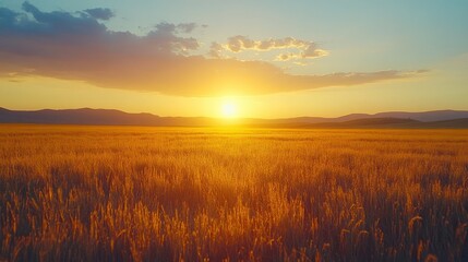 Golden sunset over a wheat field