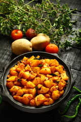 Indian vegan recipes-  Bombay aloo, potao roasted with spices. dhaba  style food.