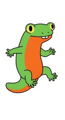 Naklejka premium Joyful amphibian strolls with silly grin