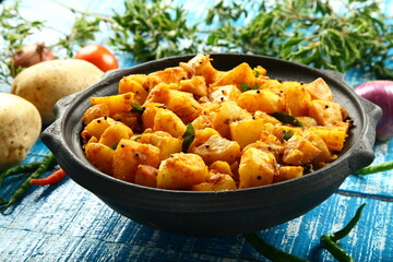 Roasted potato with spices and herbs- Bombay aloo, 