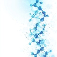 Molecular structure illustration on white background science and technology concept blue watercolor style graphic design