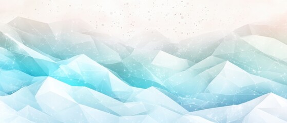 Low Angle of Abstract Geometric Landscape with Light Blue and White Color Palette and Sparkle Effect for Backgrounds