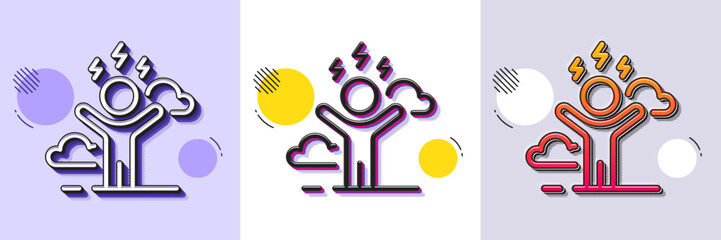 Difficult stress line icon. Halftone dotted pattern. Gradient icon with grain shadow. Anxiety depression sign. Mental health symbol. Line difficult stress icon. Various designs. Vector