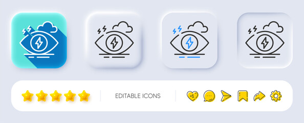 Stress line icon. Neumorphic, Flat shadow, 3d buttons. Anxiety depression sign. Mental health symbol. Line stress icon. Social media icons. Vector