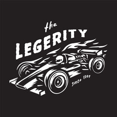 Vintage illustration of formula car speed