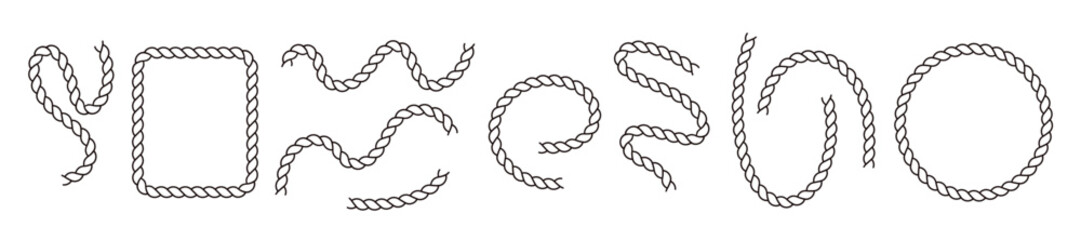 Nautical rope frame with circular braid pattern. Round border design with sea knot texture. Flat vector illustration isolated on white background. © Viktoria