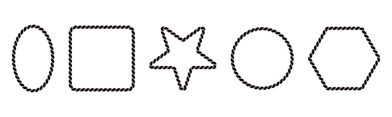 Hand-painted rope circle with cowboy knot and tassel. Flat vector illustration isolated on white background.