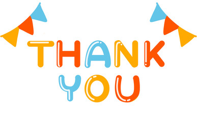 カラフルなTHANK YOUの文字と旗　かわいいありがとうの文字