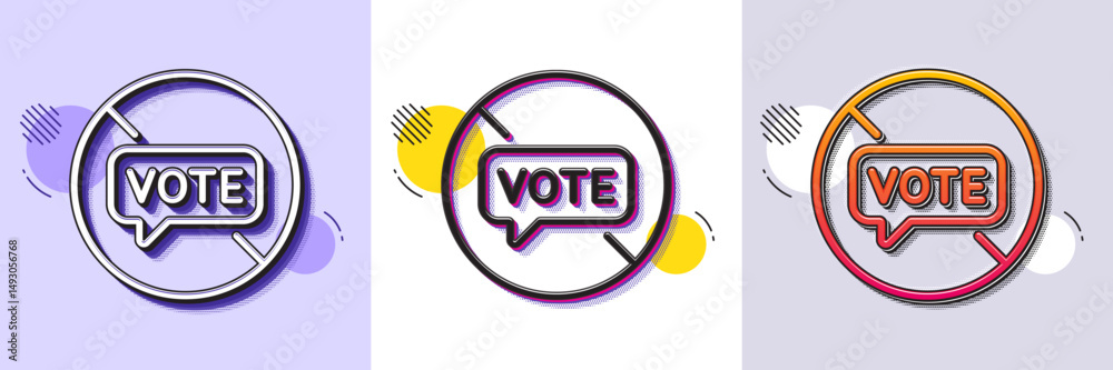 Poster stop voting line icon. halftone dotted pattern. gradient icon with grain shadow. do not vote sign. n