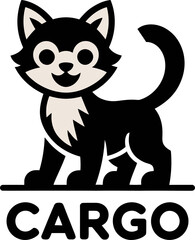 A cute cat logo that is perfect for any shipping brand, pet shop, or logistics service that wants to appear friendly and welcoming.