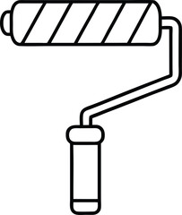 An outline icon of a paint roller symbolizes the renovation and construction industry, ideal for design and DIY projects that inspire creativity and innovation across various settings