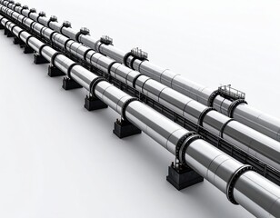 Industrial pipeline system in a minimalist style with metallic finish