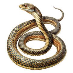 Fototapeta premium Striking Coiled Snake Hand-Drawn Illustration