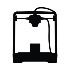 Silhouette of a 3D Printer, an additive manufacturing machine for prototyping
