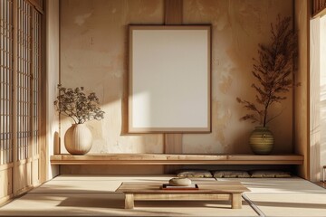 Serene Japanese Interior with Minimalistic Design and Natural Elements