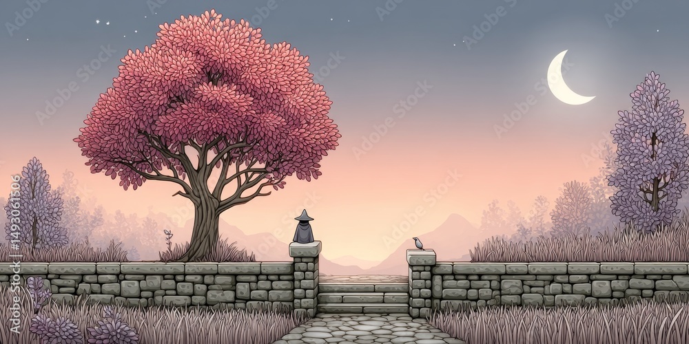 Aufkleber A pixel art scene of a character leveling up through learning challenges in a retro game style
