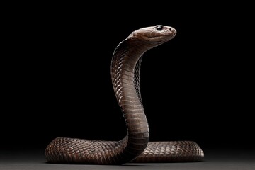 Fototapeta premium Majestic Black Cobra: A Dramatic, Dark Portrait
