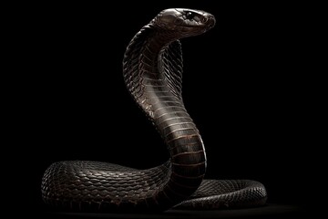 Fototapeta premium Majestic Black Cobra: Dark Elegance in Dramatic Pose