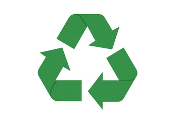 Obraz premium Recycling logo with curved green arrows creating circular motion, symbolizing eco-friendly environmental sustainability against clear backdrop