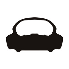Silhouette of a retro style futuristic car with curved top and body
