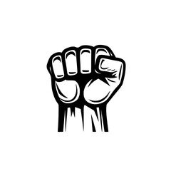 In a symbol of resistance, a fist is raised high, as shown in a cutting-edge illustration, eps10, with easy editing capabilities
