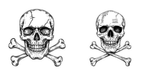 A flat crossbones and skull symbol is a common modern icon used in apps and games to represent death