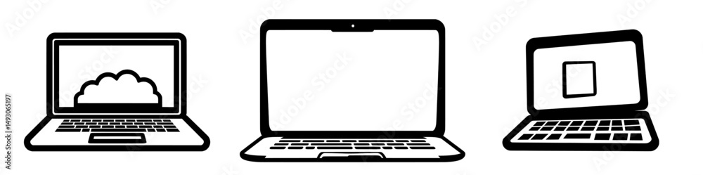 Poster flat icon of a laptop or notebook computer for use on apps and websites