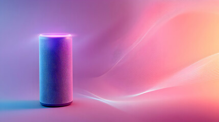 Modern Smart Speaker in Vibrant Gradient Background Display