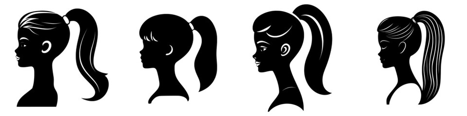Modern illustration design featuring a female head profile silhouette