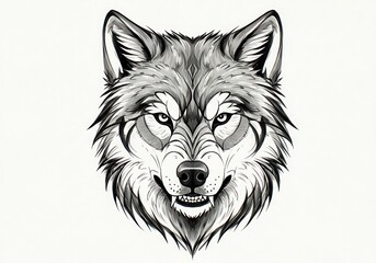 Intense Wolf Head: Monochrome Artistic Portrait