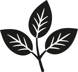 Fototapeta premium Leaf Silhouette Icon – Botanical Nature Vector Illustration