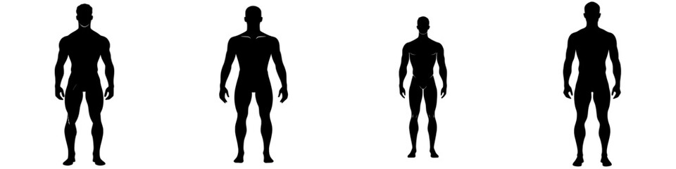 A contemporary outline of a male, upright, in black, set against a white backdrop