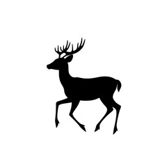 A wild animal reindeer is depicted in a drawn silhouette design